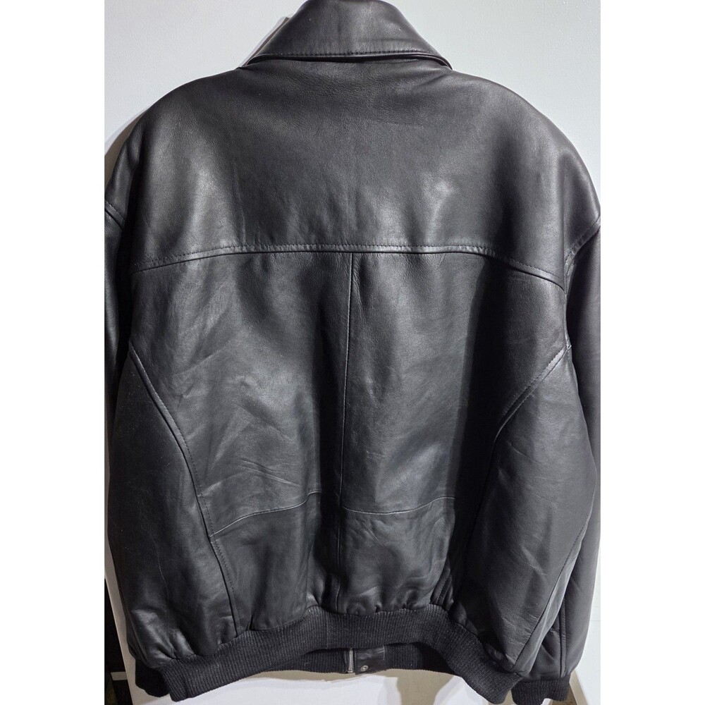 Vintage Air Force Airborne Black Leather Bomber Jacket Men's Size 4XL - Picture 2 of 3
